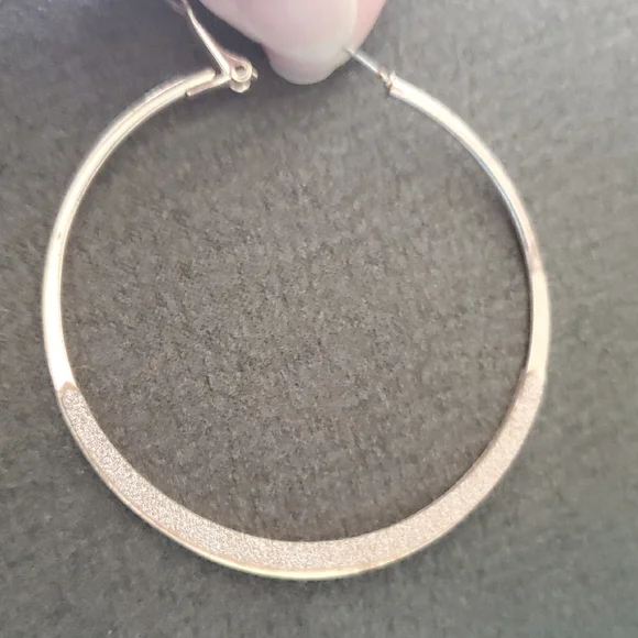 Lovisa Silver Glitter Hoop Earrings – Trendy Fashion Jewelry, One Size - Picture 3 of 3